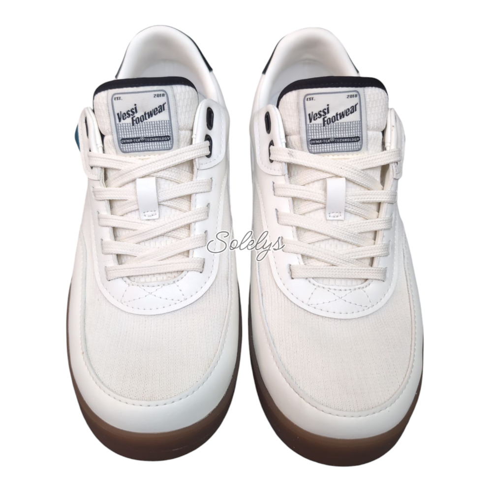Vessi Courtside Classic Mens 8 Off White Black Waterproof Casual Lace Up Sneaker